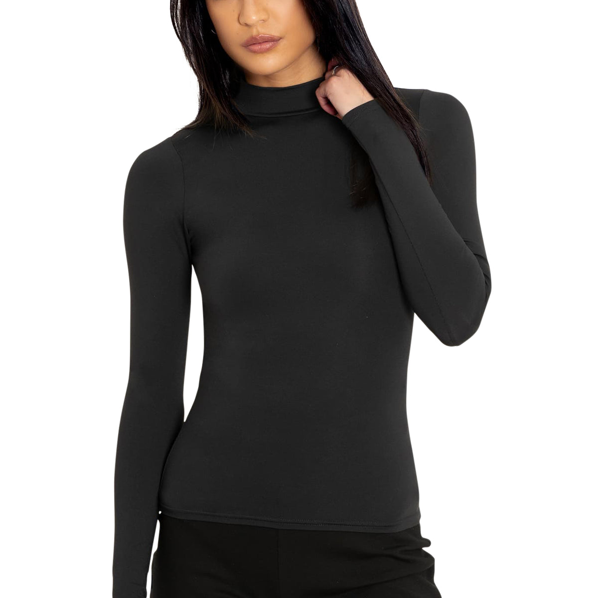 Black & Mauve Solid High Neck Regular Top (Pack of 2)