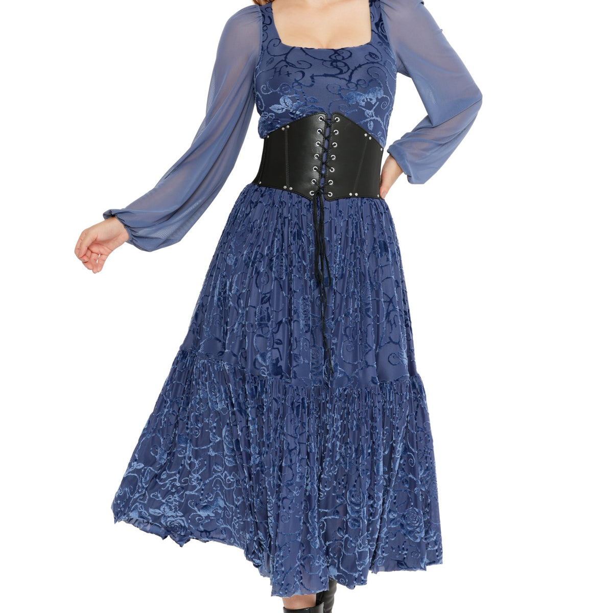 Be With Me Always Slate Burned Velvet Fae Queen Dress
