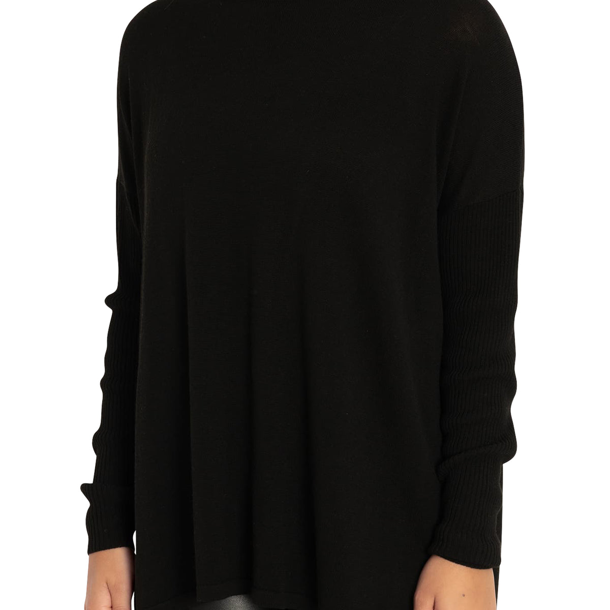 Black High Low Oversized Knit Sweater BlackMilk Clothing