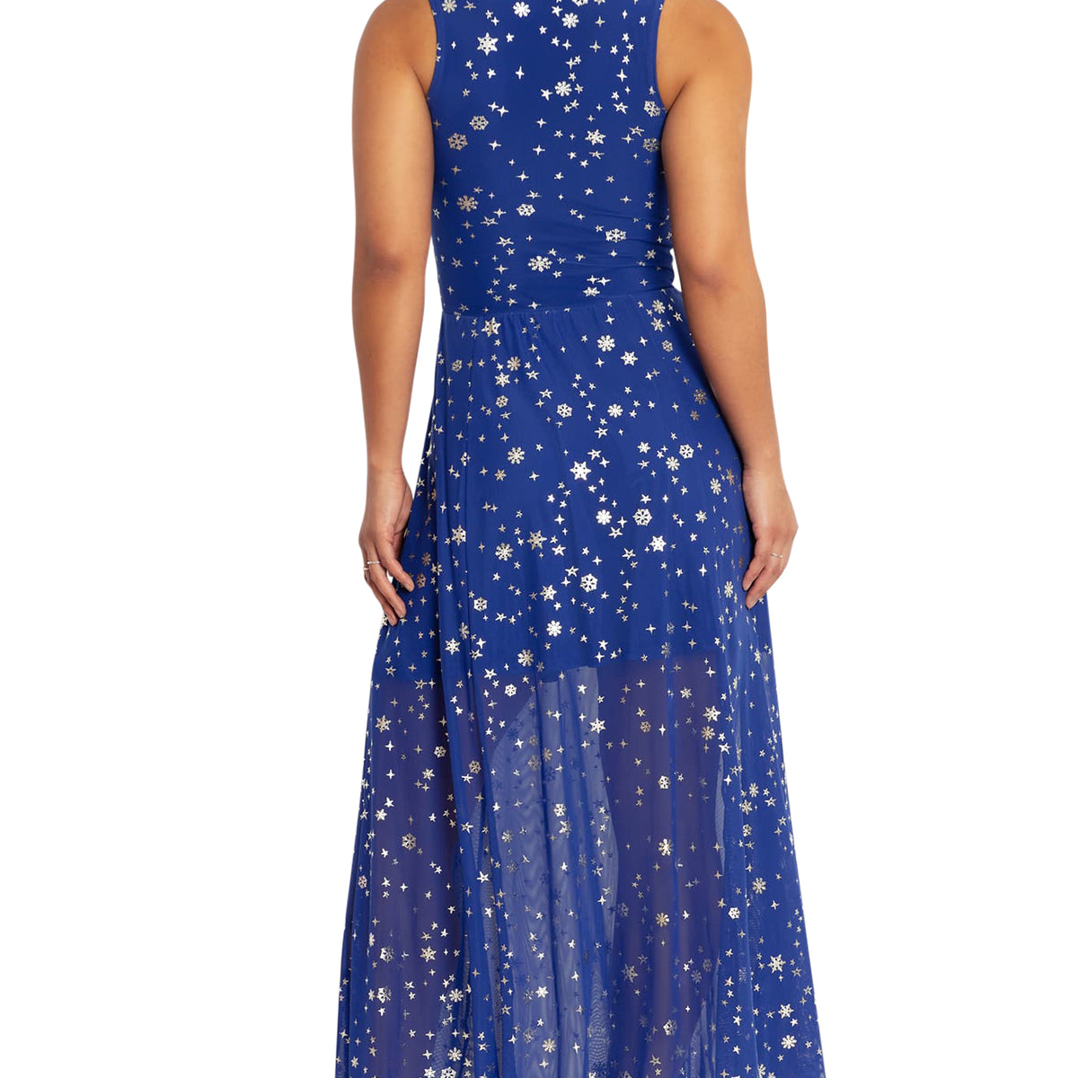 prom makeup for a navy blue dress Christmas Star Blue V Neck Maxi Dress main image 0