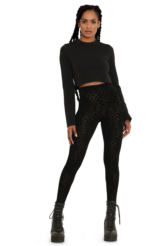 BlackMilk Clothing - Burned Velvet High Waisted Leggings