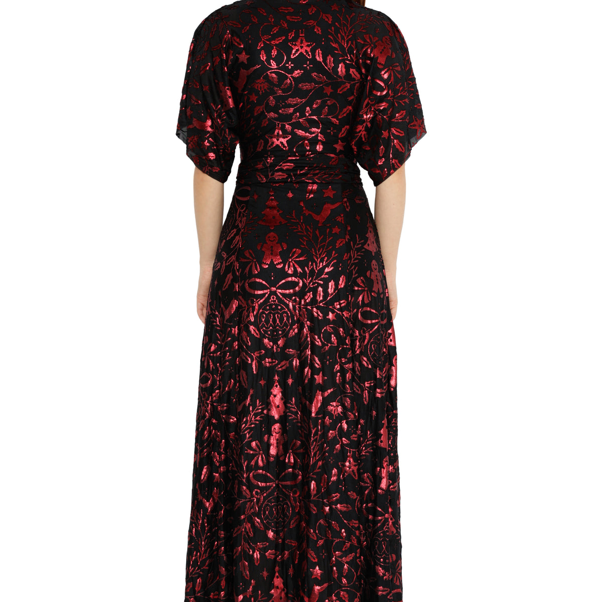 Blackmilk | Burned Velvet Crimson Carol Kimono Maxi Dress | Red