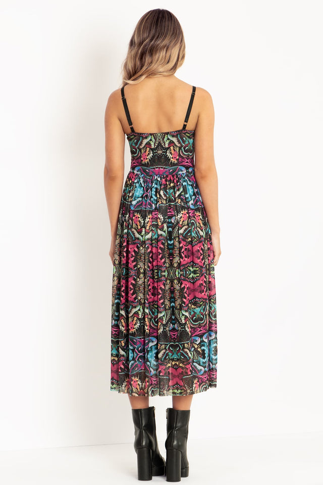 Hyper Moth Scoop Sheer Midaxi Dress