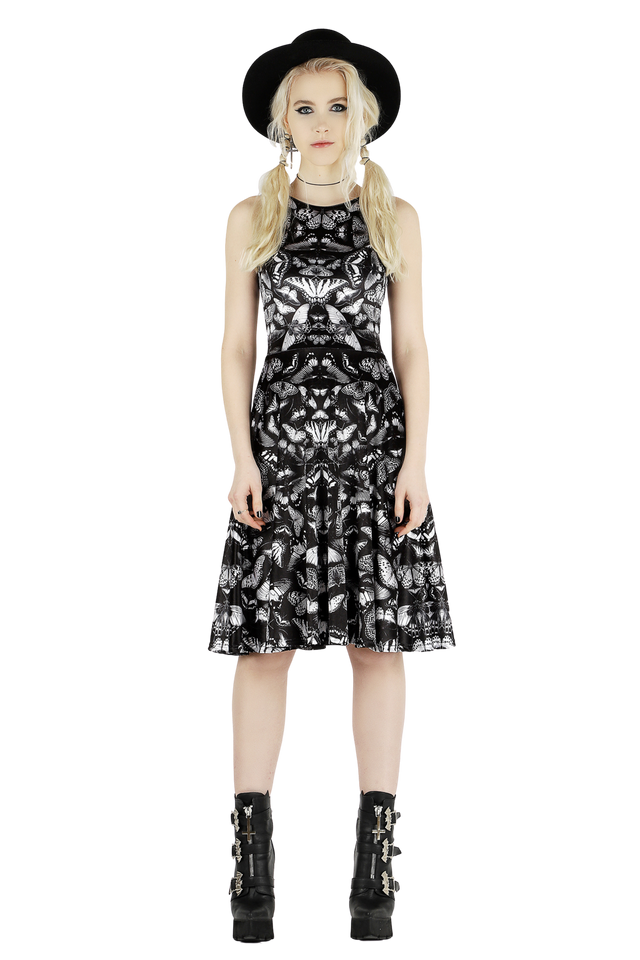 Dark Butterflies Velvet Princess Midi Dress