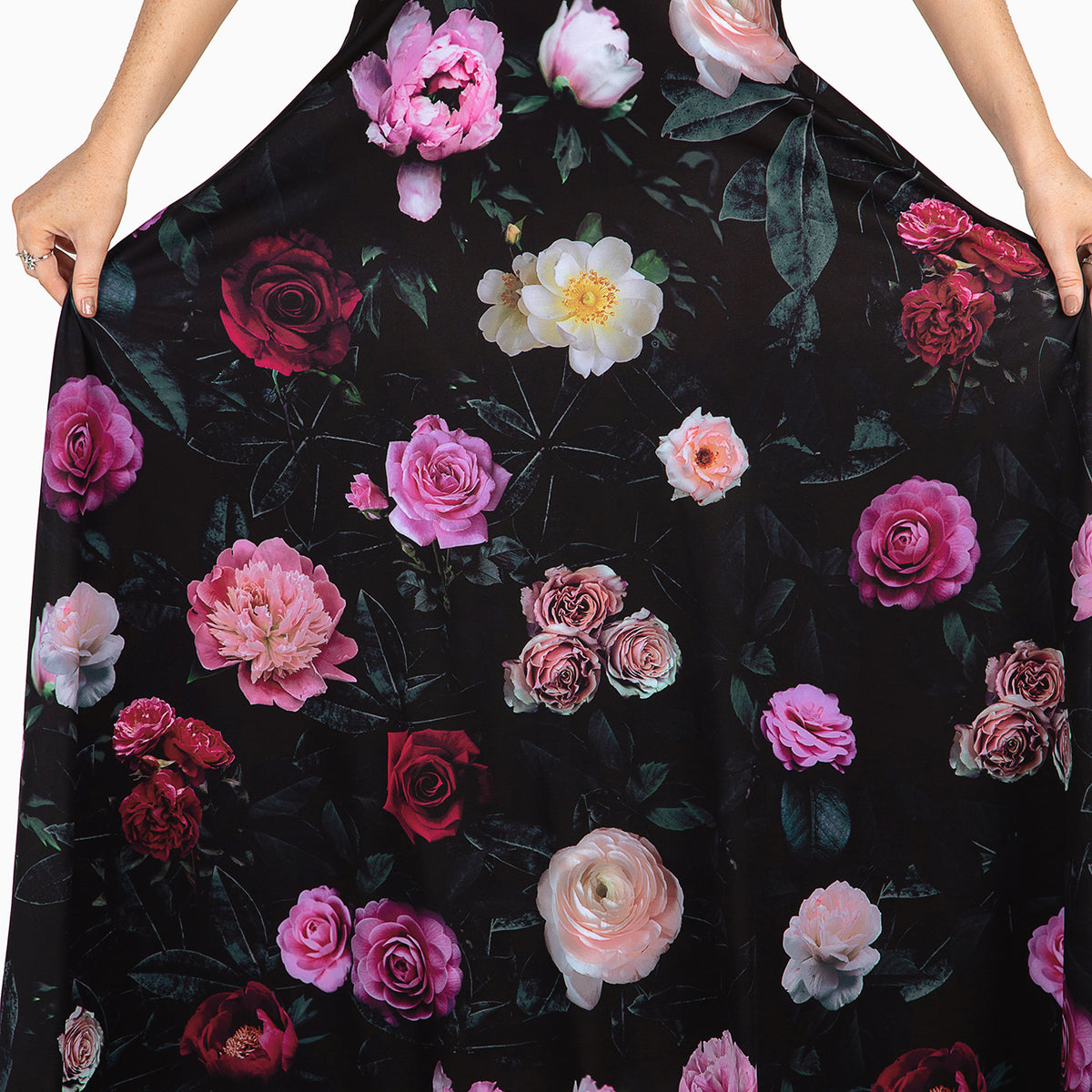 pink rose black maxi dress EMERY ROSE Plus Size Black Base Hot Pink Tropical Floral Print V Neck  Adjustable Spaghetti Strap Loose A-Line Flowy Maxi Cami Dress Women Beach  Vacation Sundress