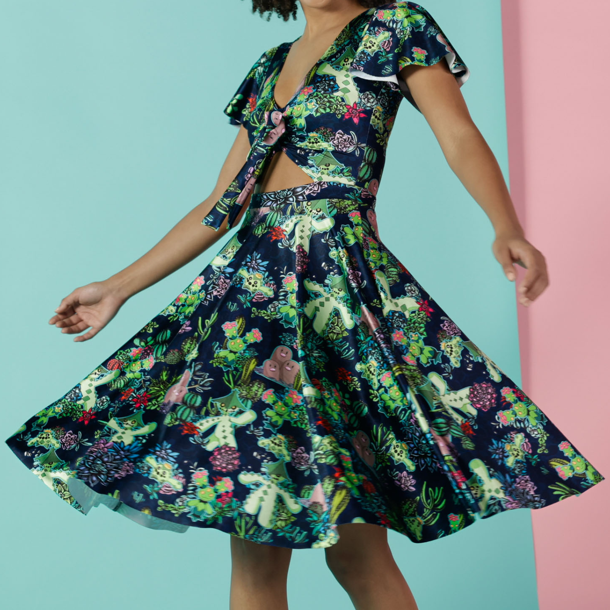 DESERT BLOOM WOVEN MIDI DRESS
