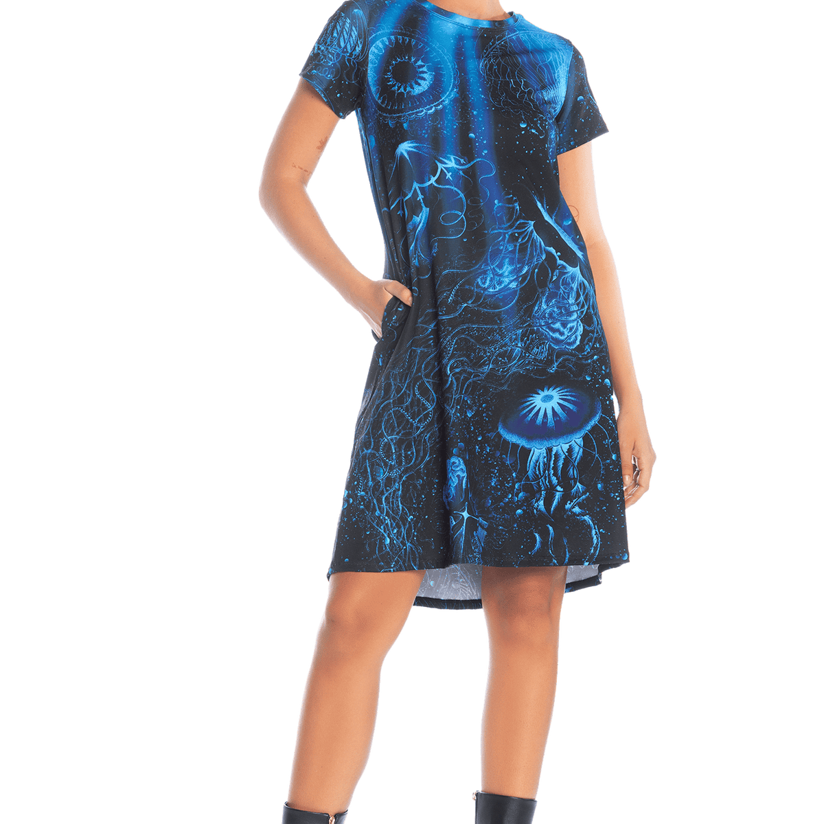 Deep Sea Jellyfish Longline Swing Tee Dress