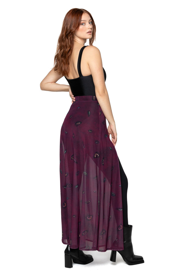Eye Attire Sheer Single Split Skirt