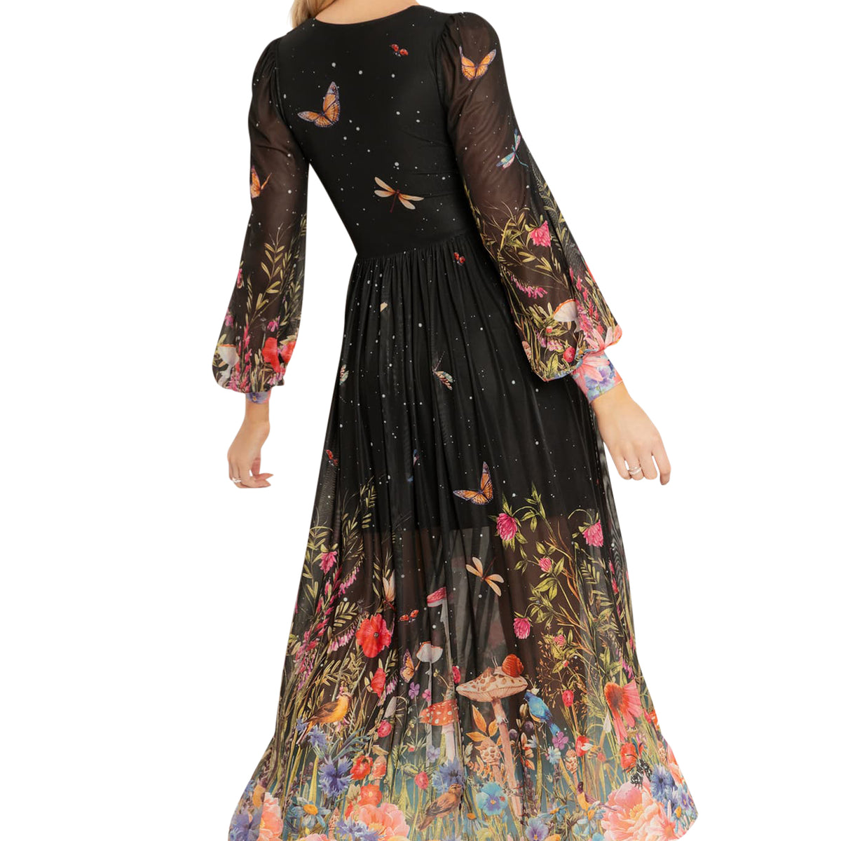 Magical Encounter Sheer Butterfly Midi Dress
