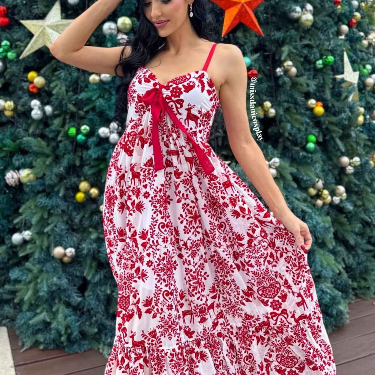 Blackmilk | Flockmas Folk Tiered Maxi Dress | Red