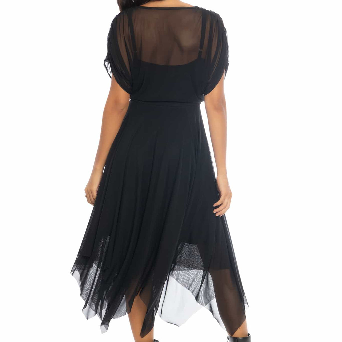 Gather Around Sheer Layered Handkerchief Dress