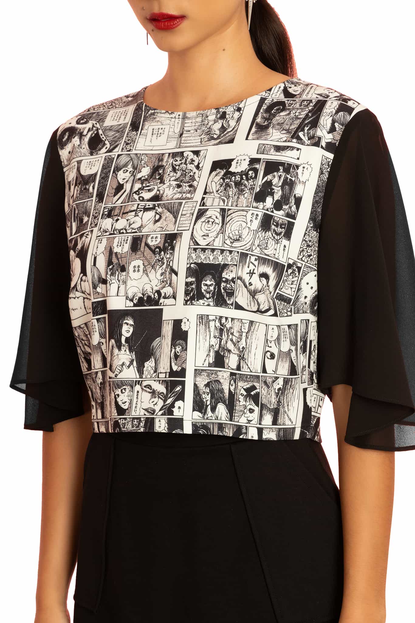Mosquitoes Sheer Sleeve Crop Top – BlackMilk Clothing Mosquitoes Sheer Sleeve Crop Top – BlackMilk Clothing