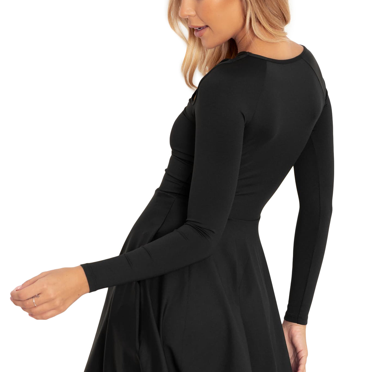 Matte Black Cut Out Long Sleeve Skater Dress – BlackMilk Clothing