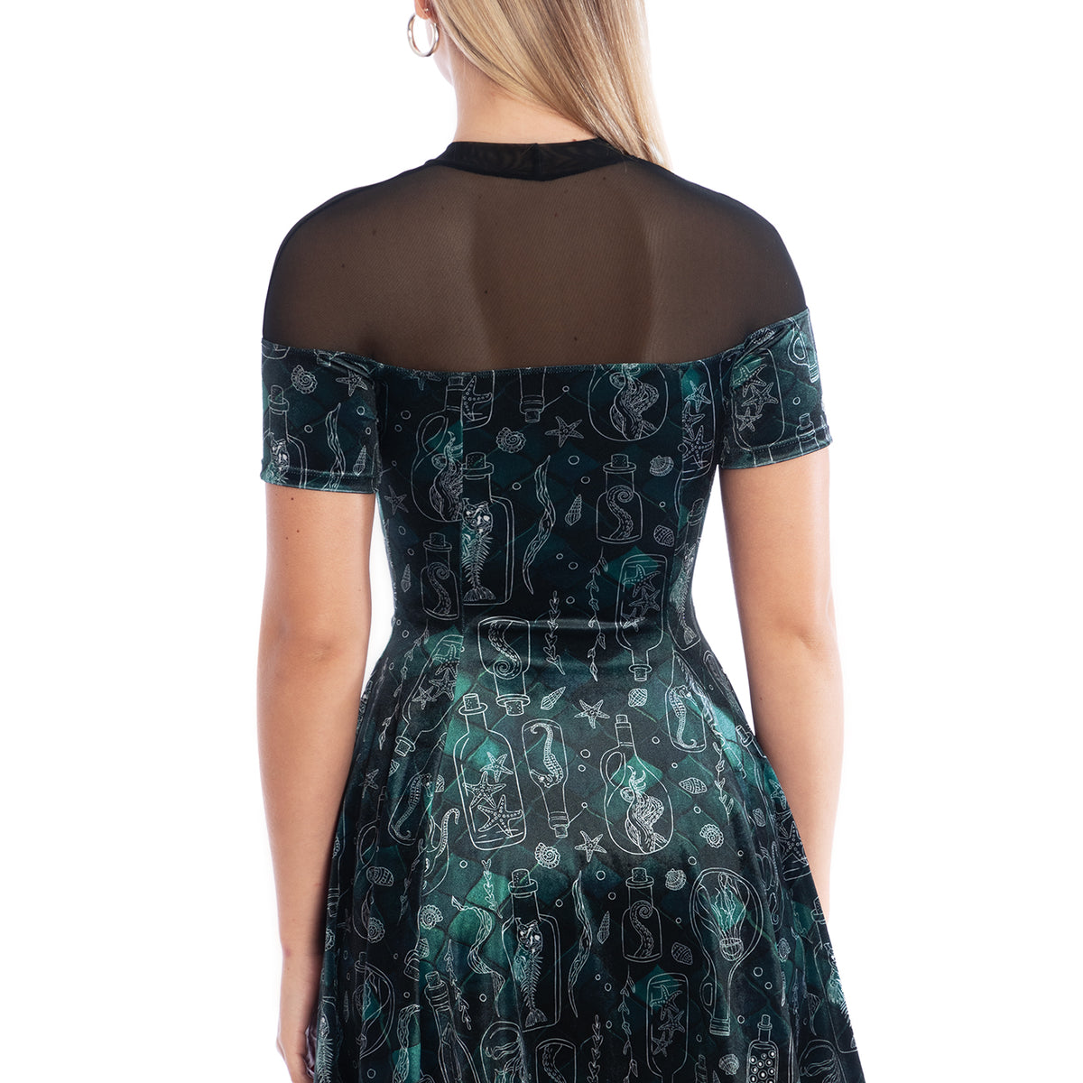 Mermaid's Grotto Sheer Splice Evil Tee Dress