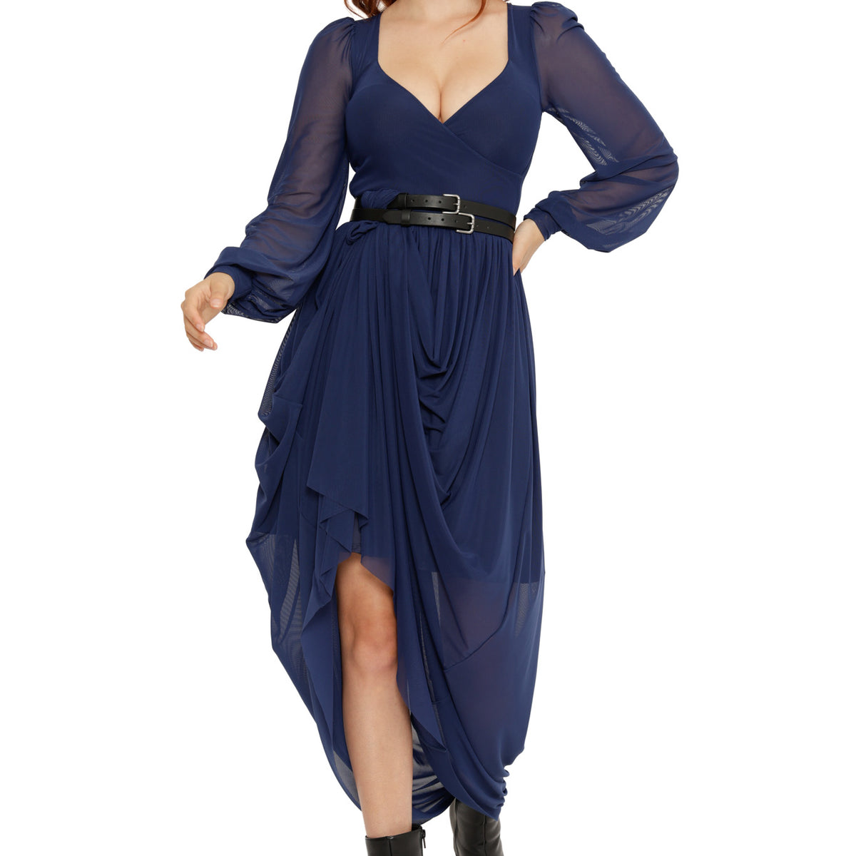 Navy Sheer Romance Maxi Dress