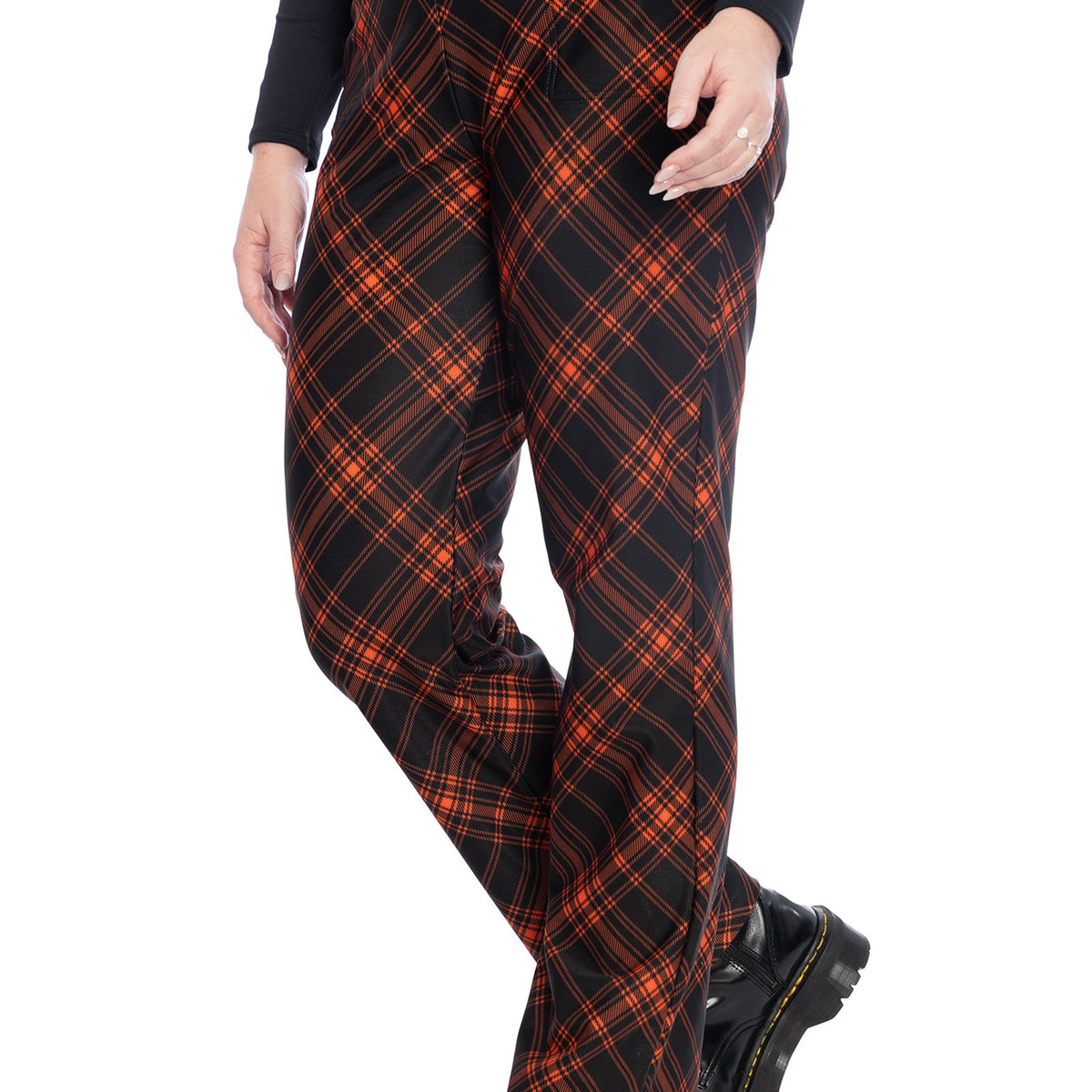 Tartan Punk Orange High Waisted Straight Leg Pants Limited