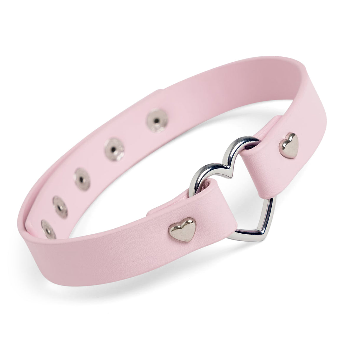 Pet Collar Pink Leather Heart Choker Heart Choker Pet Play Collar