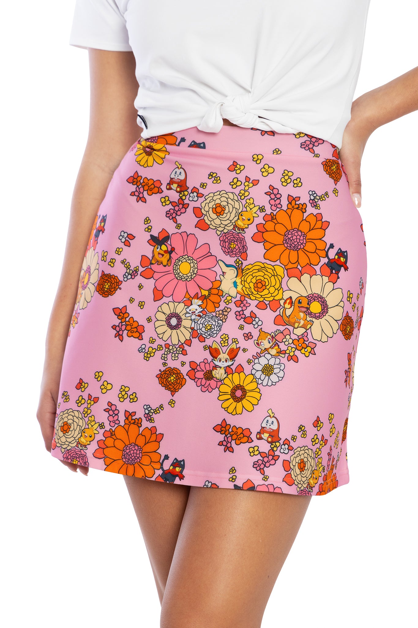 Fire type Floral A Line Skirt Limited BlackMilk Clothing