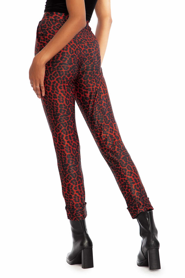 Claws Out Red Matte Cuffed Pants