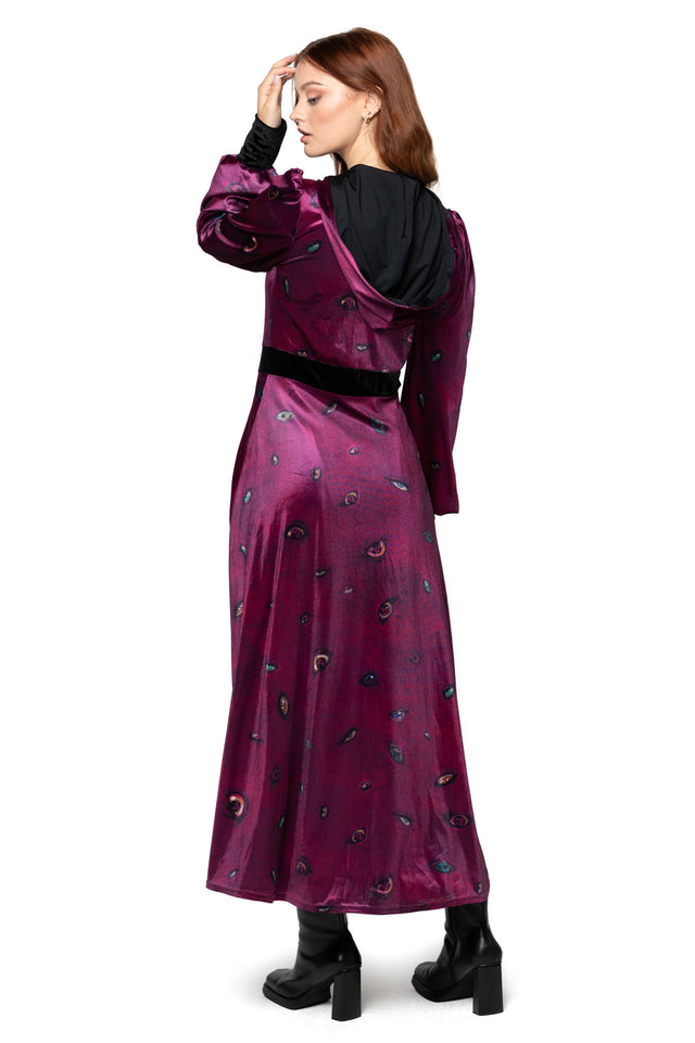 Robe of Eyes Hooded Maxi Jacket