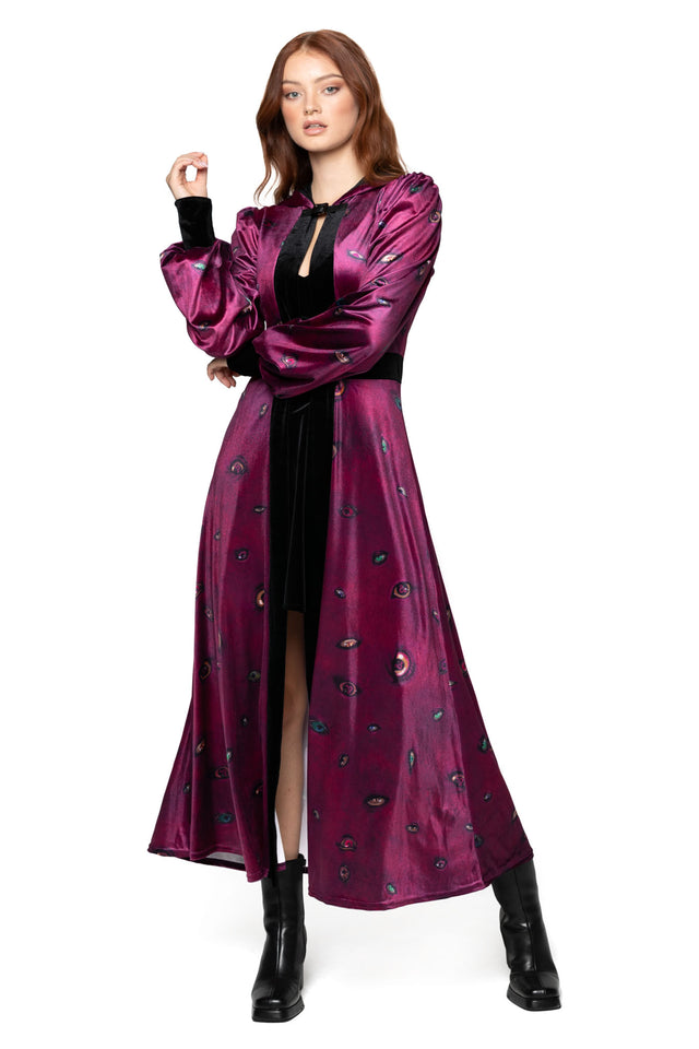 Robe of Eyes Hooded Maxi Jacket