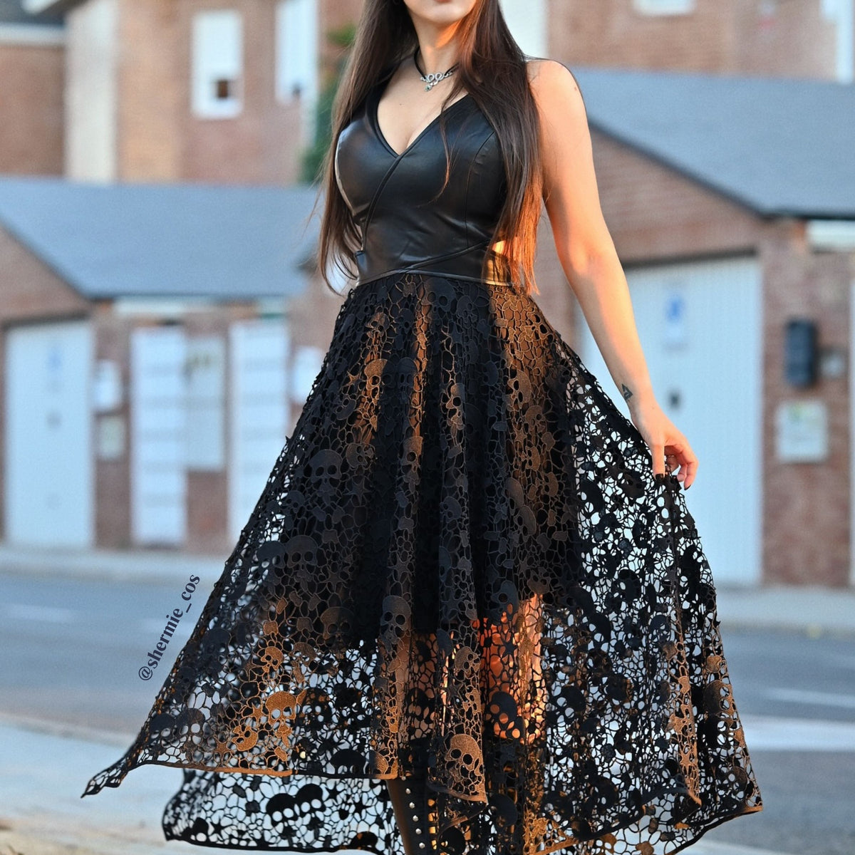 black lace skull dress Skull Brocade Gothabilly Dress