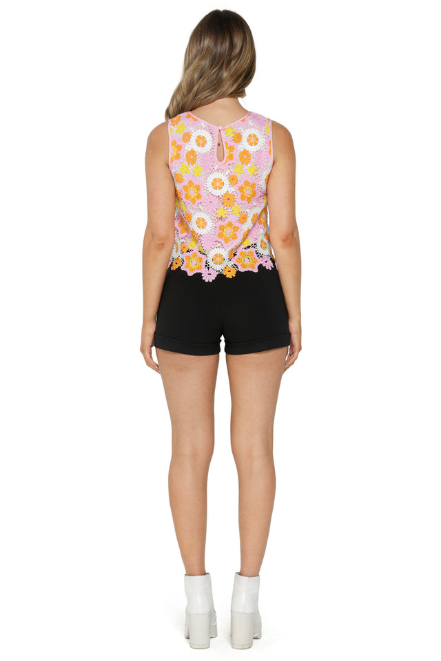 Sherbet Floral Crocheted Crop Top