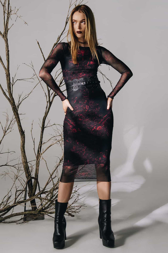 Venom Veil Long Sleeve Bodycon Dress