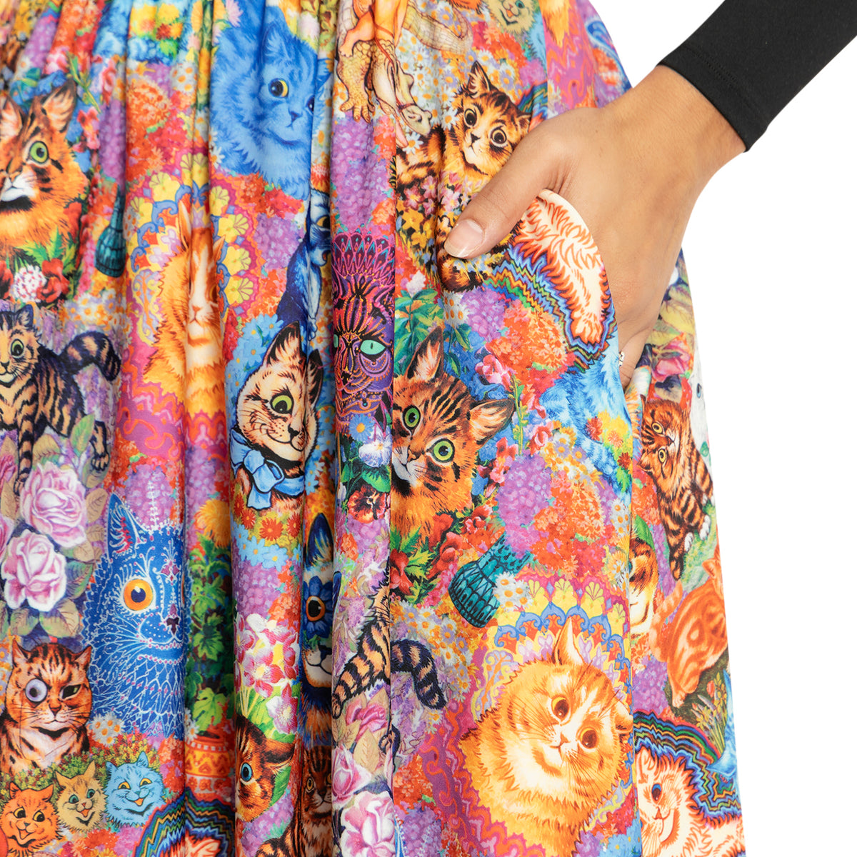 COLLAB: Shattered-Earth Squiggle Cats Midi Skirt — FINAL SALE