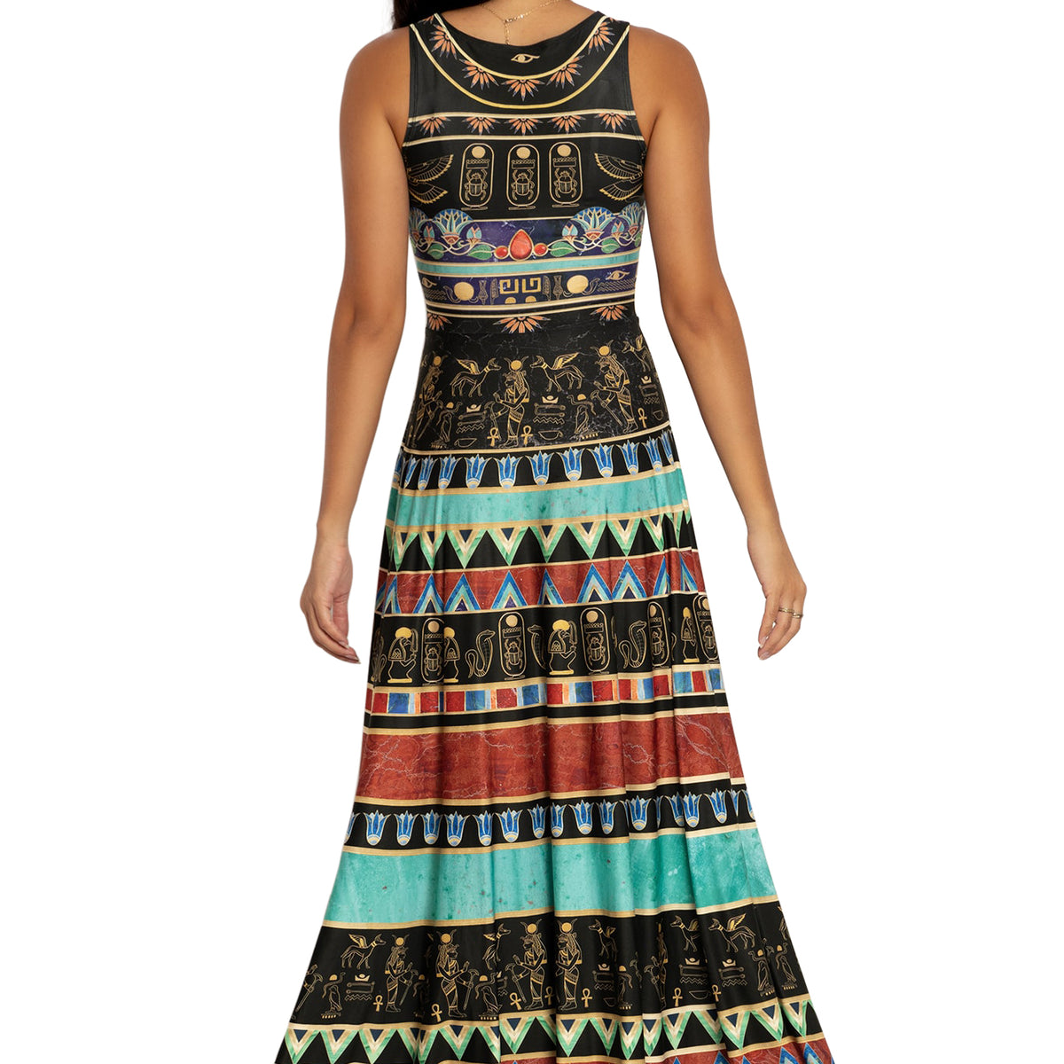 Women's Ancient Egyptian Hieroglyphic Print Viscose Maxi Dress main image 1
