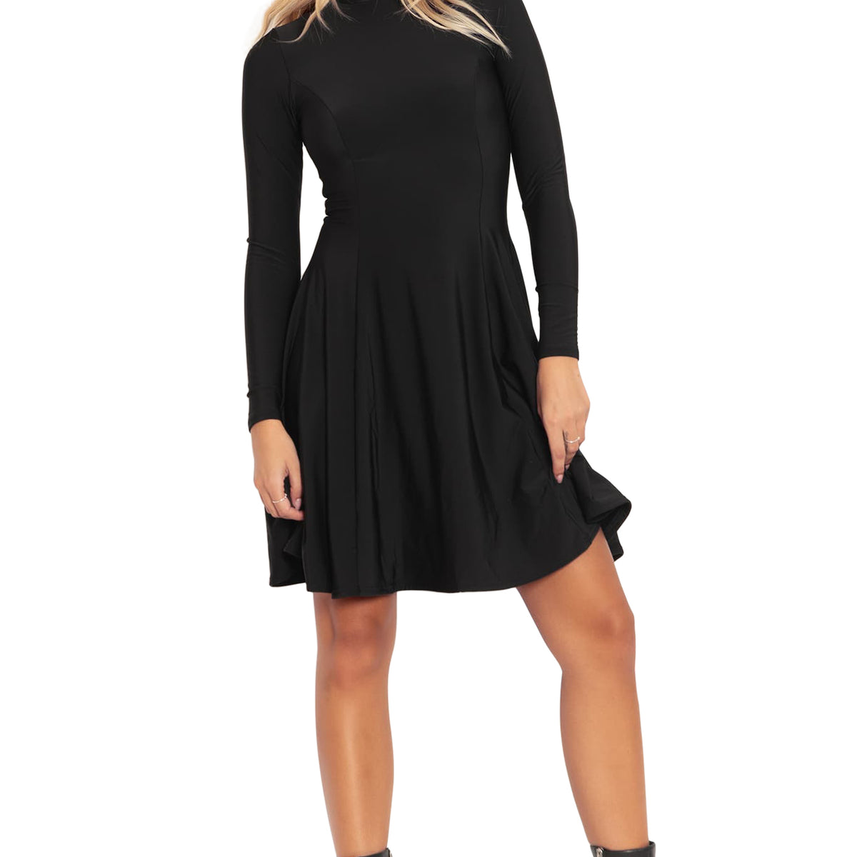 Warm Black Long Sleeve Evil Longline Dress – BlackMilk Clothing
