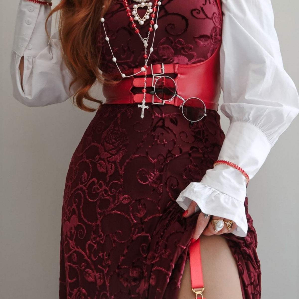 makima black dress Daisy Red Cherry Halter Dress In Black with Cherry Print – RetroEsque main image 0