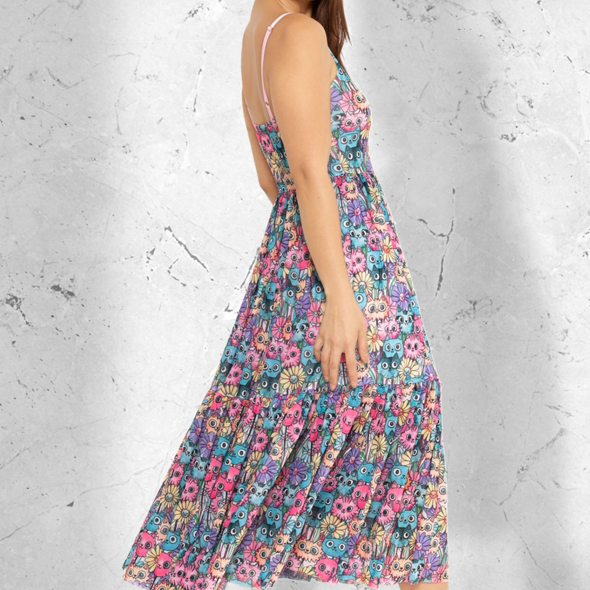 Floating Kitties Midi Dress