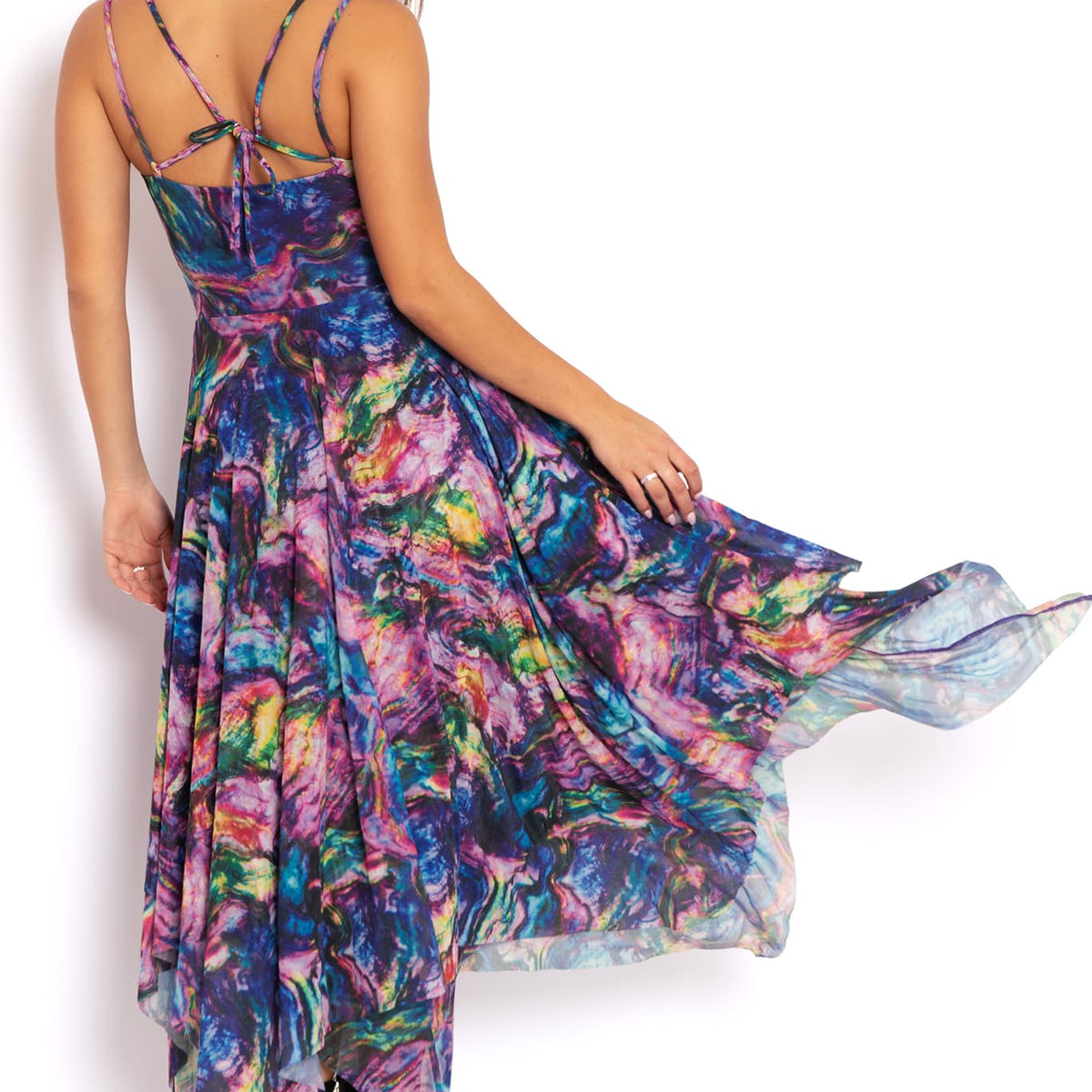 Blackmilk | Oyster Shell Layered Handkerchief Dress | Multi