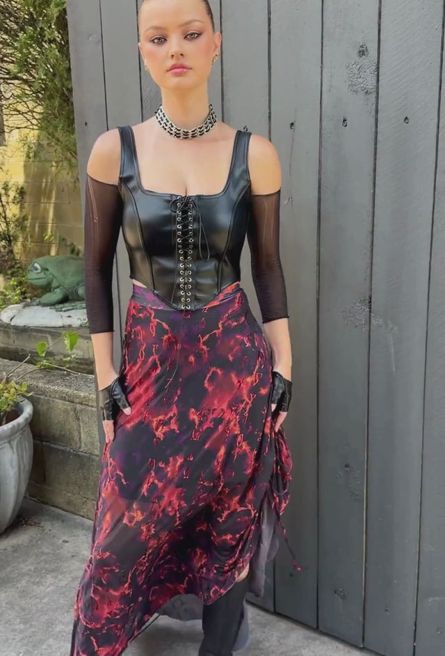 Oblivion Awaits Side Strung Maxi Skirt