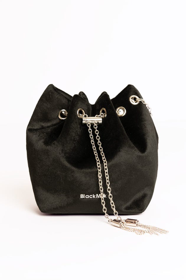 Velvet Black Bucket Bag