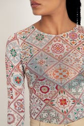 Moroccan Tiles Sheer Long Sleeve Top