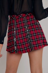 Plaid Cherry Vs Plaid Navy Zip Mini Skirt