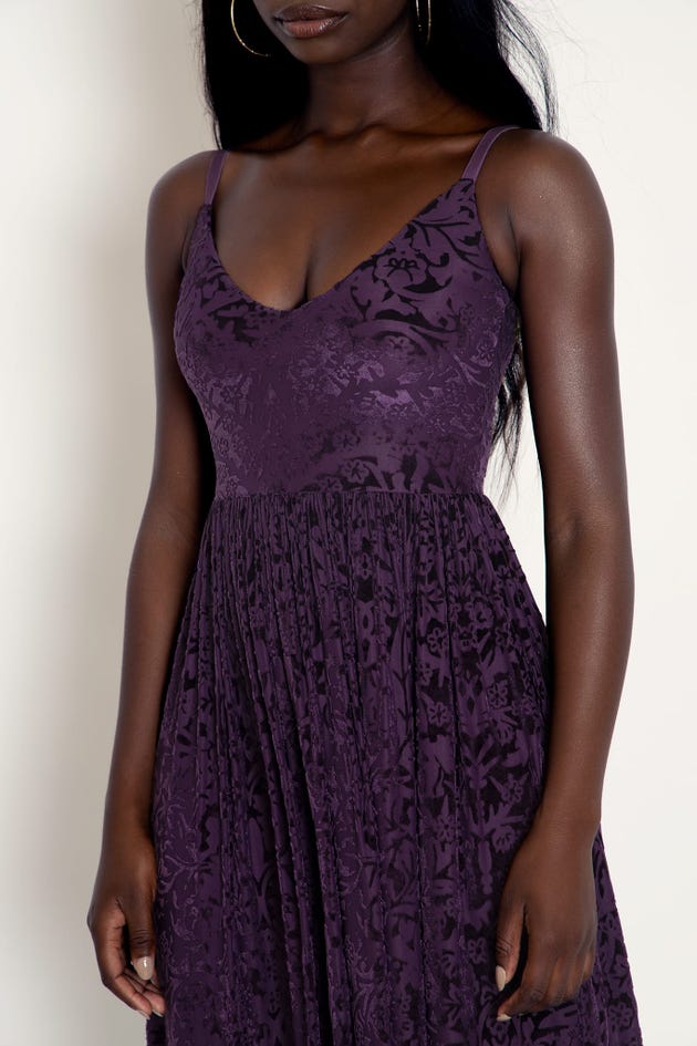 Burned Velvet Blackthorn Purple Eclipse Dress