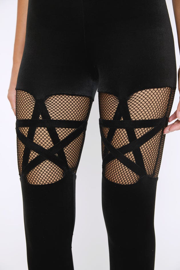 Velvet Black Occultist Net Leggings