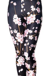 Cherry Blossom Black Leggings