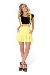 Matte Yellow Pinafore Pocket Skater Skirt