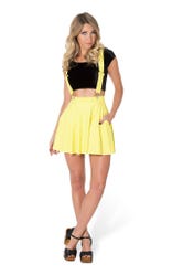 Matte Yellow Pinafore Pocket Skater Skirt