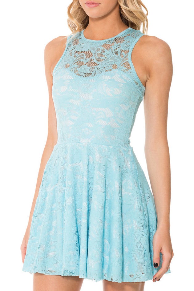 Sky Blue Lace Skater Dress