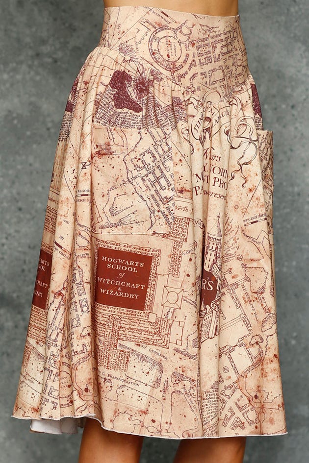 Marauders Map Yoke Midi Skirt