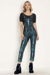 Moon Phases Teal Overalls