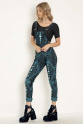 Moon Phases Teal Overalls
