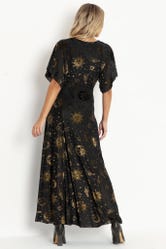 Burned Velvet Sun And Moon Gold Kimono Maxi Dress