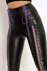 Traveller Purple Lace Up HW Leggings