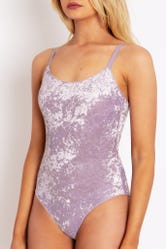 Lilac Crushed Velvet Scoop Bodysuit